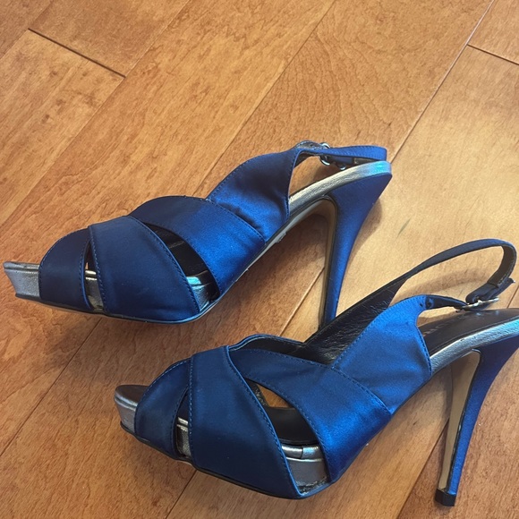 Pedro Miralles navy satin sling backs - Picture 12 of 16